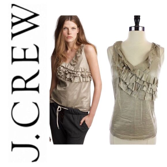 J. Crew Tan Metallic Fountain Cami Size 2 NWT - Picture 1 of 8